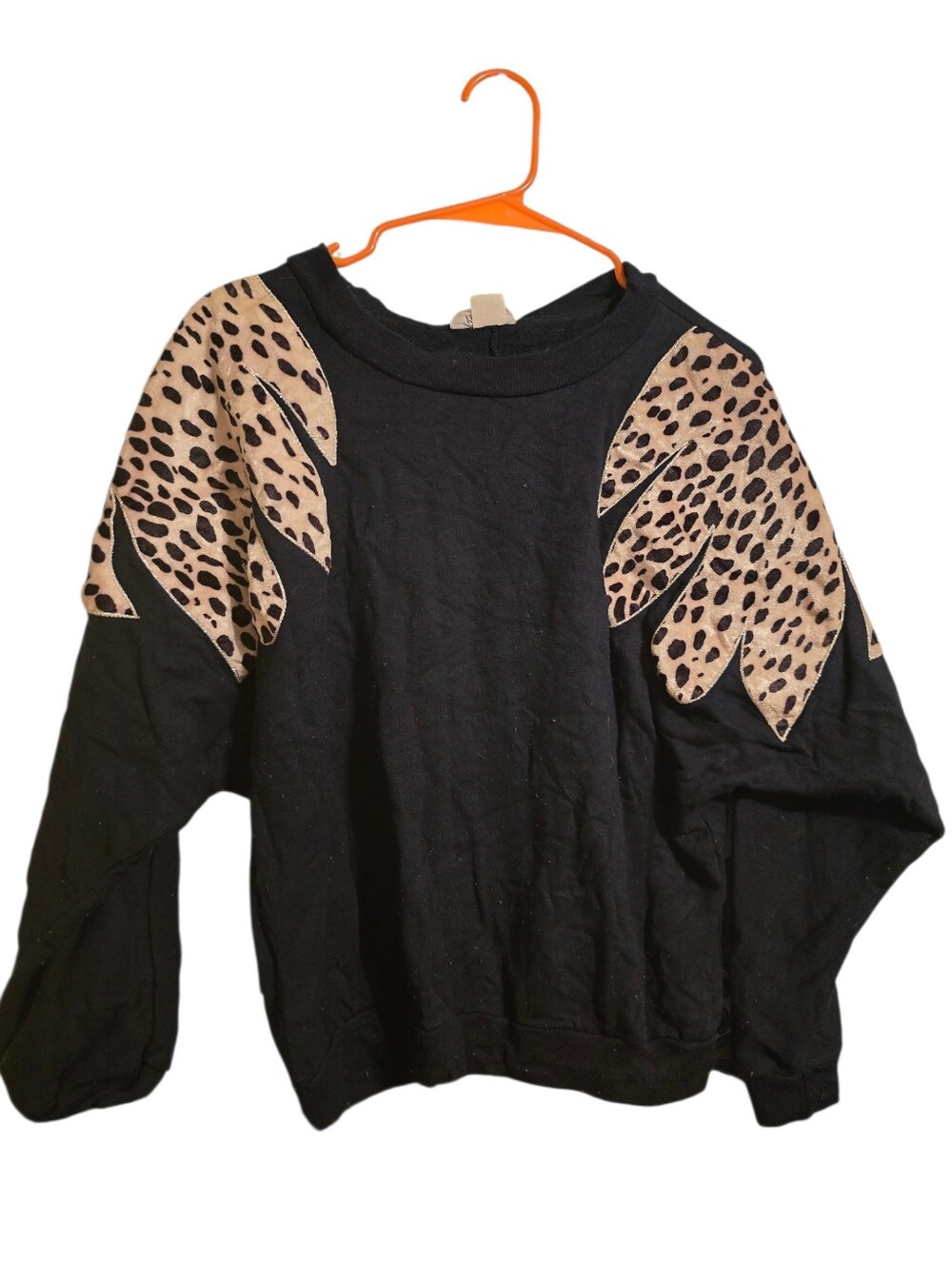 Vintage | Black Sweater with Leopard Accent Shoulders
